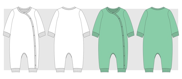 Baby romper platte schets