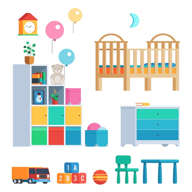 Vector baby room set