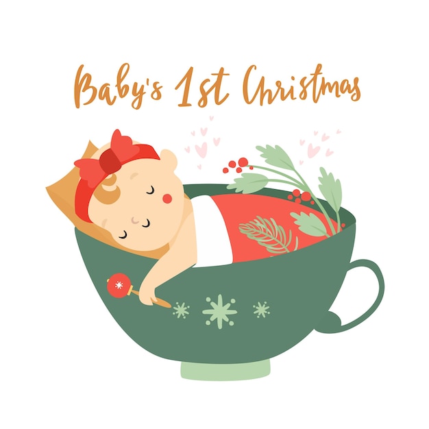 Baby's first christmas illustration