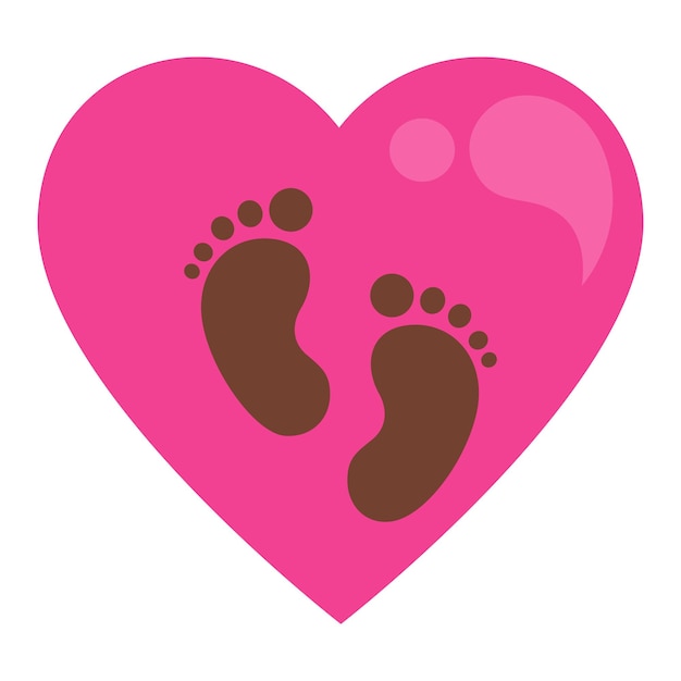 Vector baby's footprint inside of a loving heart vector illustration graphic