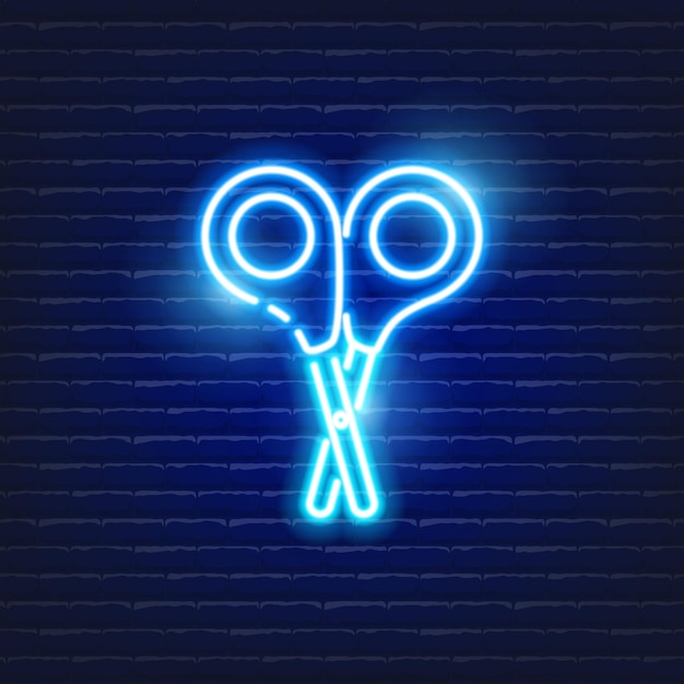 Vector baby scissors neon icon