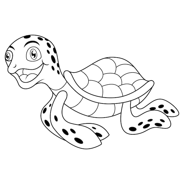 Baby sea turtle cartoon line art