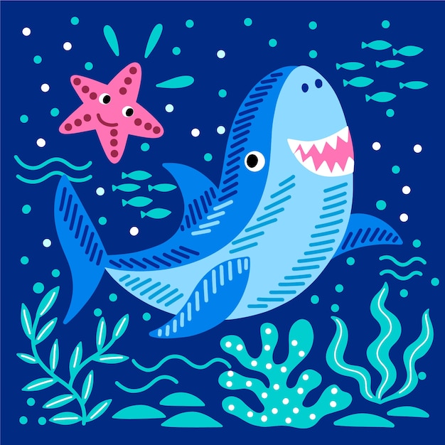 Baby shark illustration concept