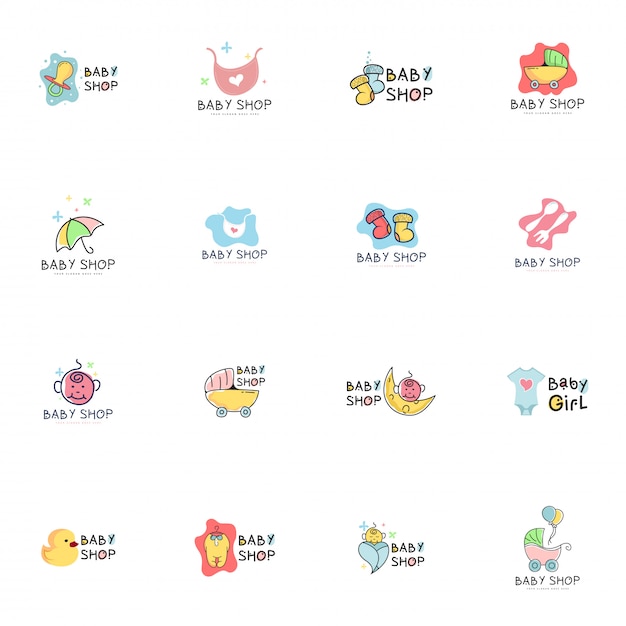 Baby shop logo set