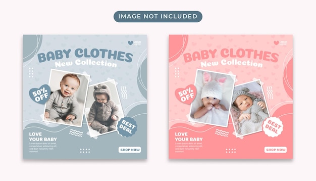 Vector baby shop social media banner post template