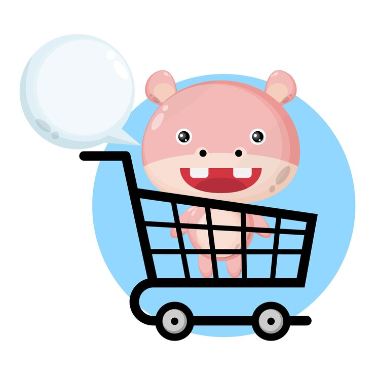 Vector 아기 쇼핑 카트 귀여운 캐릭터