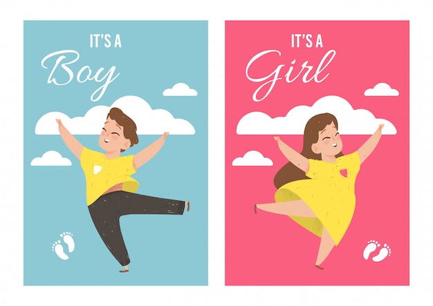 Baby shower announcement card set.