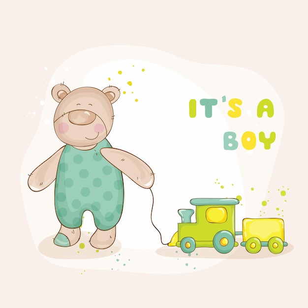 Baby Shower or Arrival Card  with Baby Bear