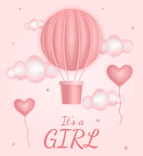 Baby shower banner colorful realistic poster for determining sex of future newborn baby it a girl