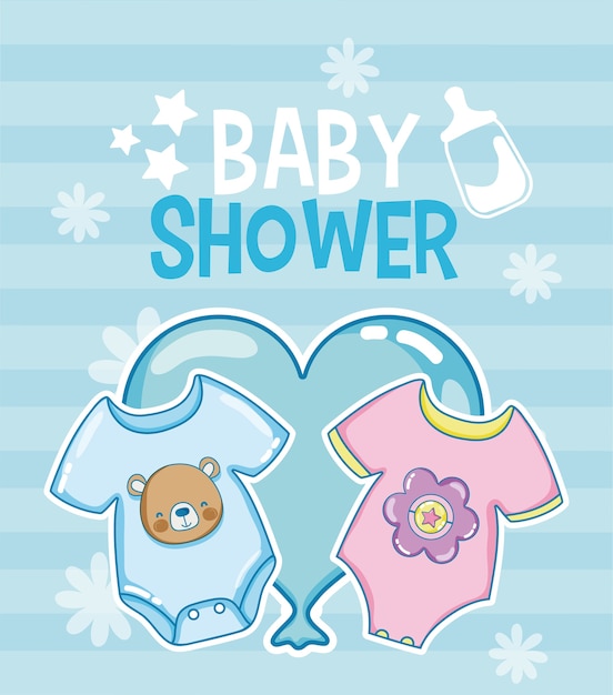 Baby shower blue card vector illustration graphic design