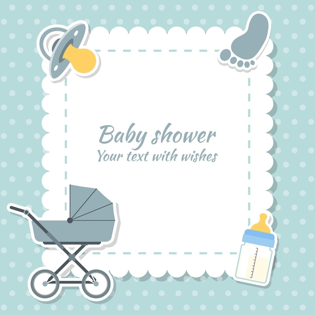 Baby shower boy invitation card Place for text  Greeting cards