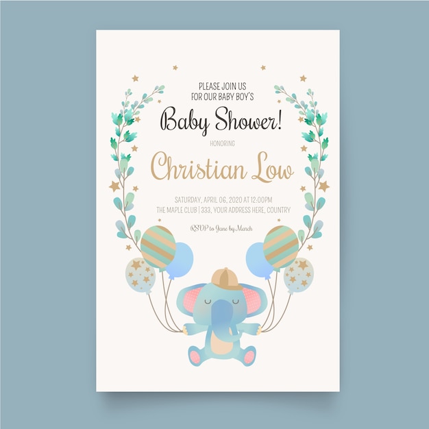 Baby shower boy invitation template