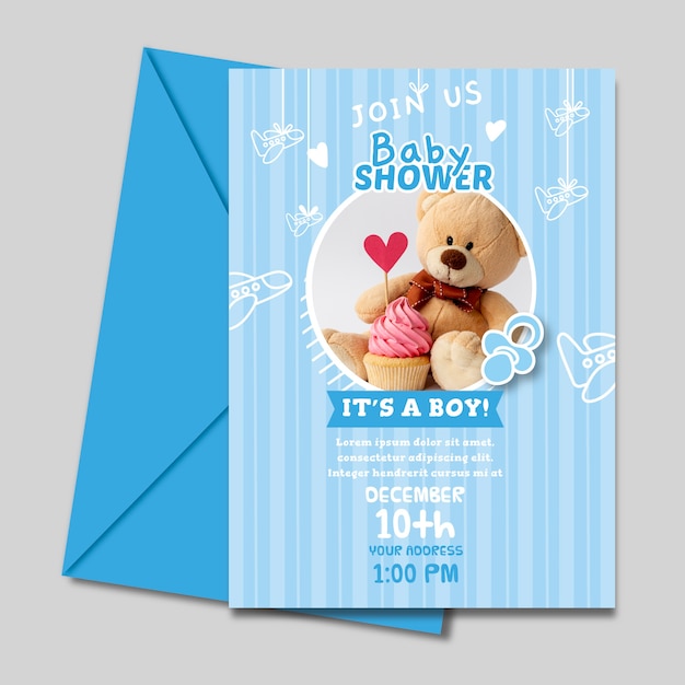 Vector baby shower for boy invitation