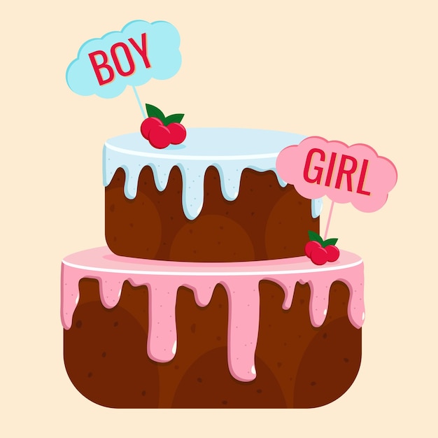 Baby shower cake, Cake for gender party, Cake with icing