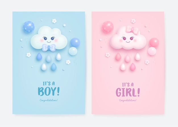 Vector baby shower card collection