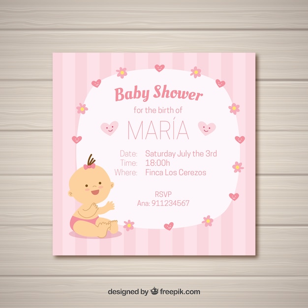 Baby shower card for girl