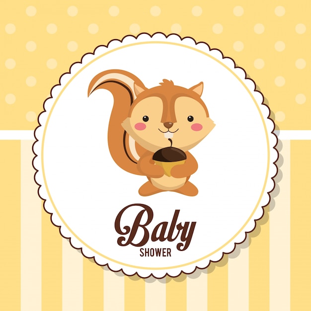 Baby shower card invitation cute chipmunk