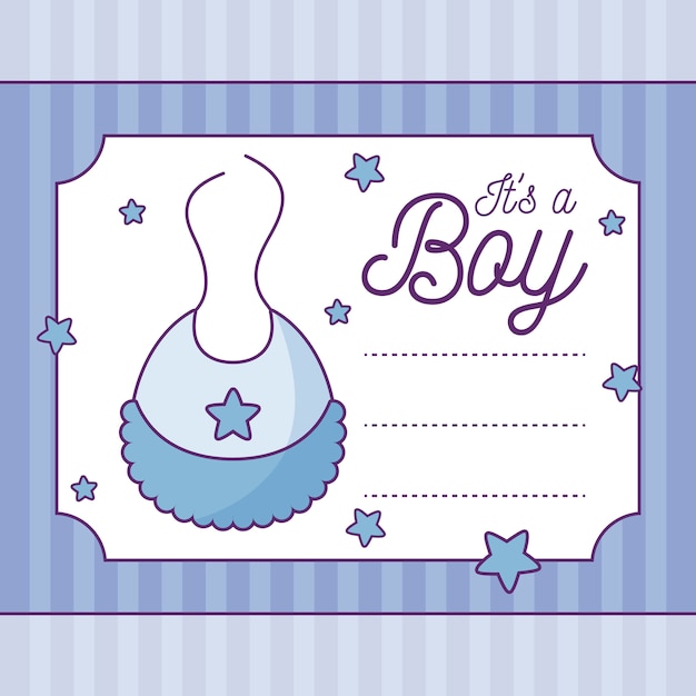 Baby shower card it is a boy with bib
