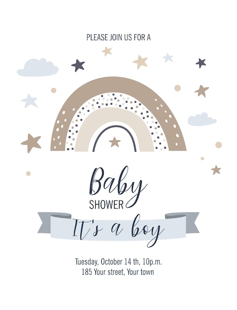 Vector baby shower card its a boy vector illustration