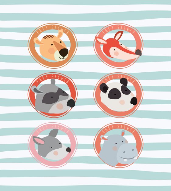 Carta di baby shower con simpatici animali