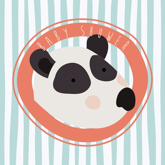 Baby shower card with cute bear panda