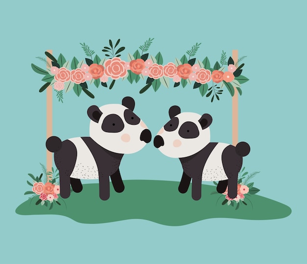 Baby shower card with cute bears panda couple