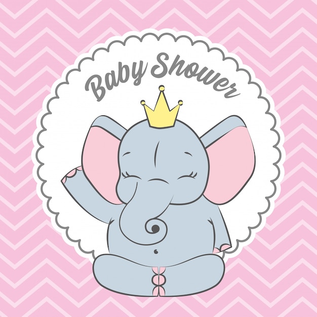 Vettore baby shower card con elefante carino