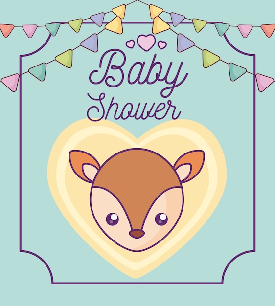 Vector baby shower card with cute fox