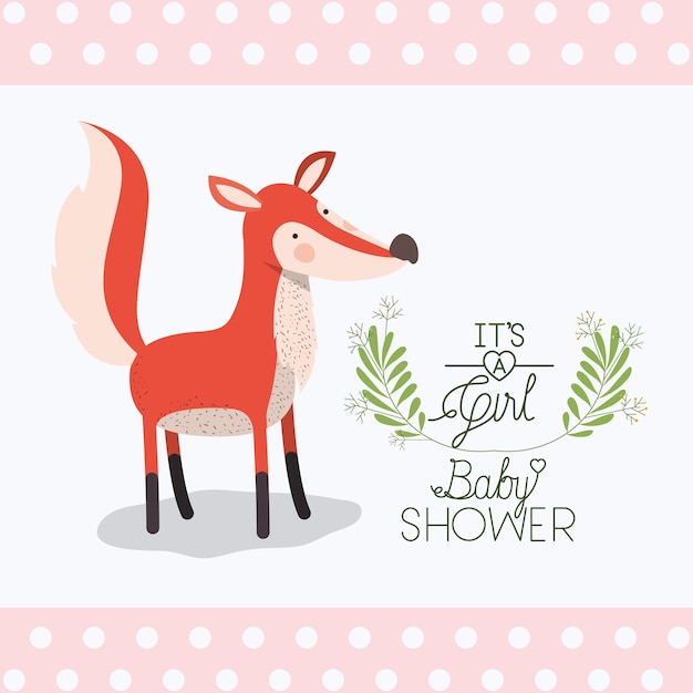 baby shower card with cute fox