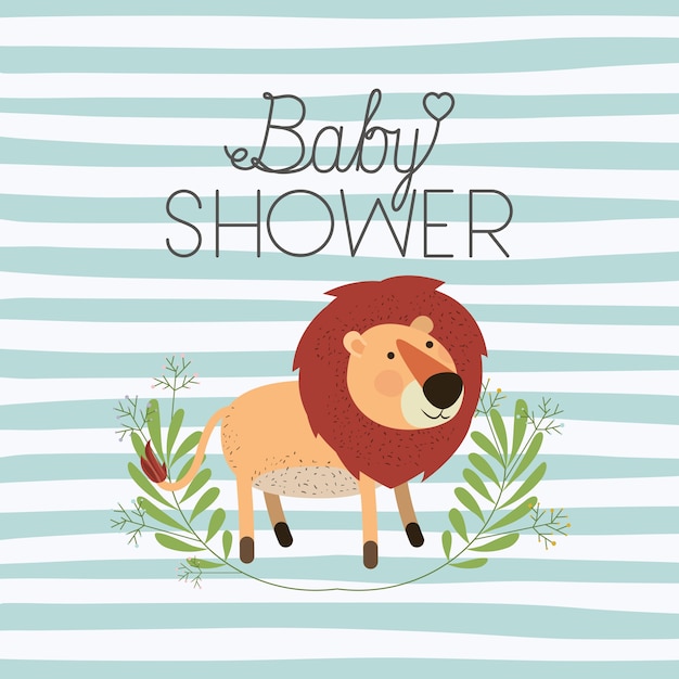 Carta di baby shower con leone carino