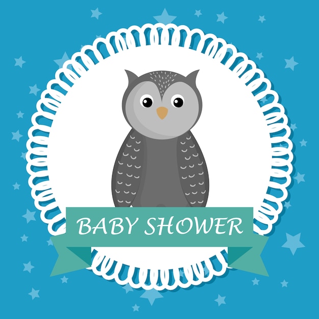 Carta di baby shower con simpatico gufo