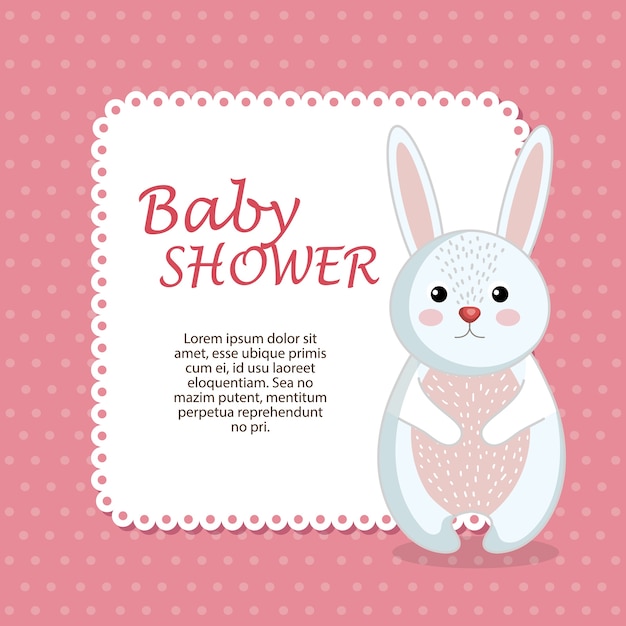 Vector baby shower card with cute rabbit