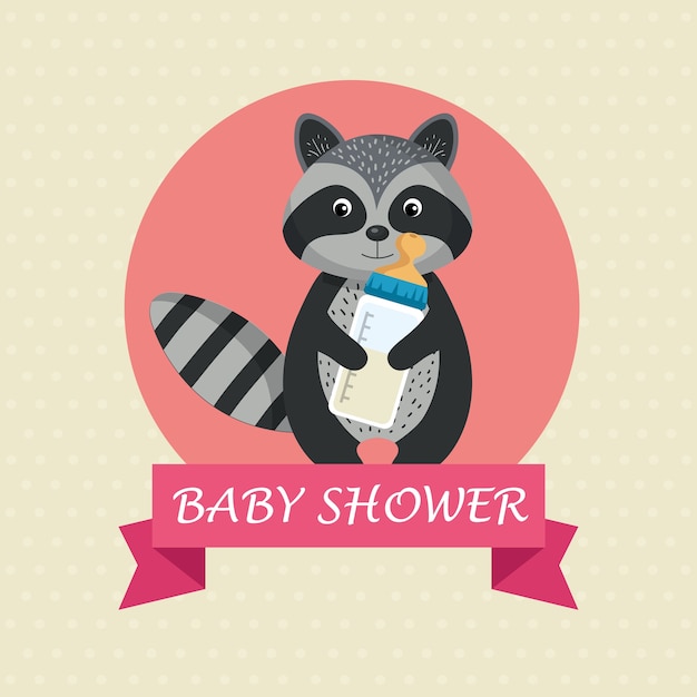 Baby shower card con simpatico procione