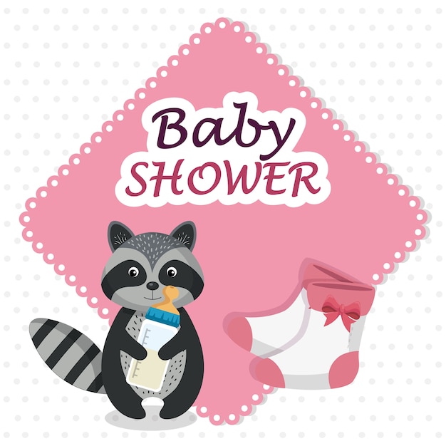 Baby shower card with cute raccoon