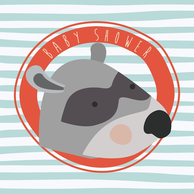 Baby shower card with cute raccoon