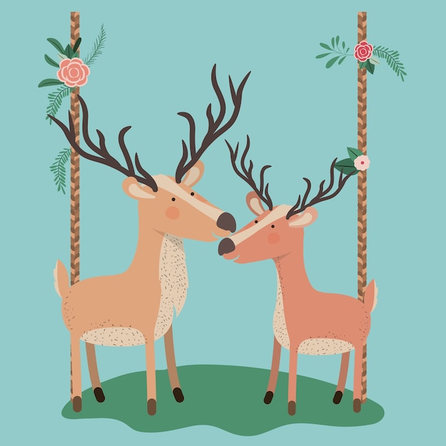 Baby shower card with cute reindeer couple