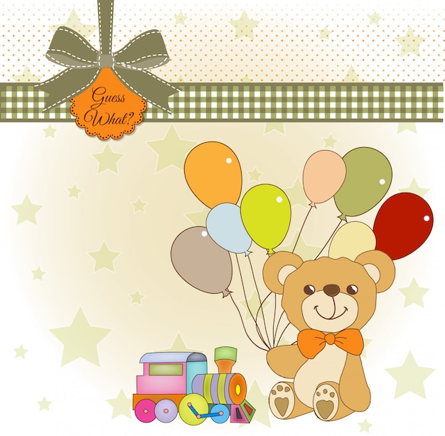 Carta di baby shower con tenero orsacchiotto