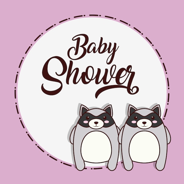 Carta di baby shower con icona animale di volpi kawaii