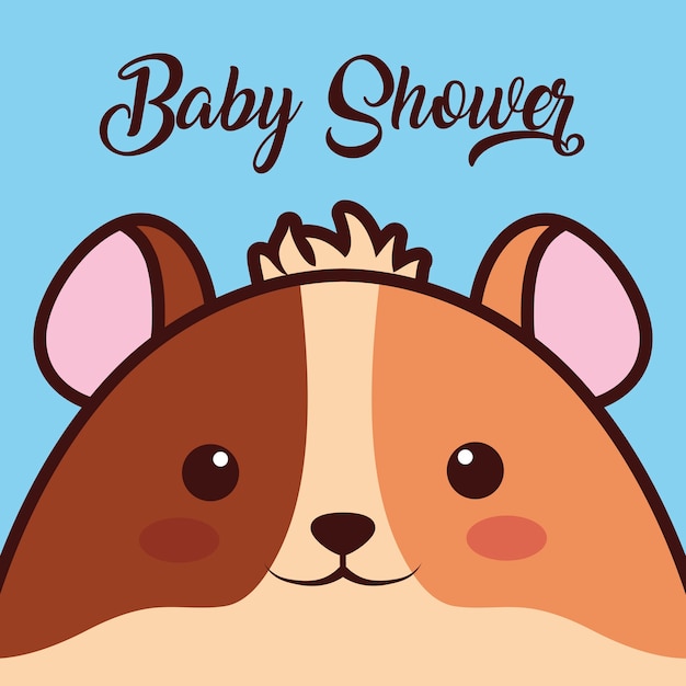 Carta di baby shower con icona animale del mouse kawaii