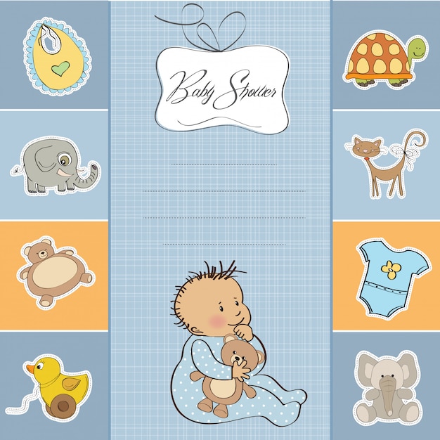 Baby shower card with little baby boy