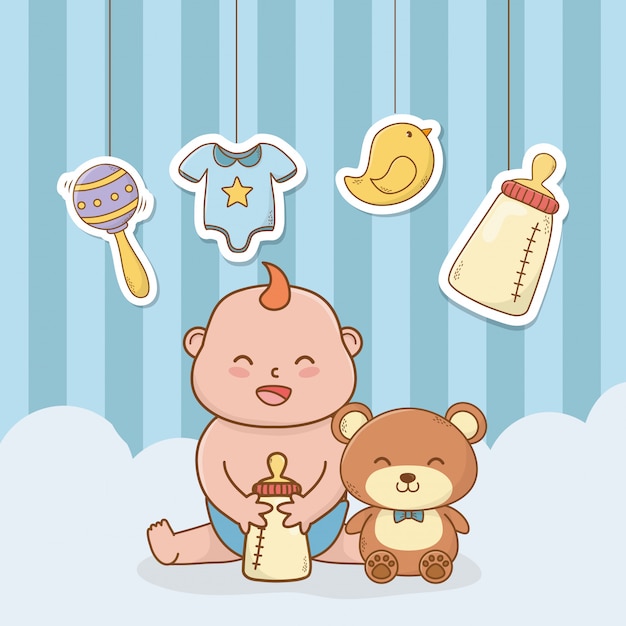 Baby shower card with little boy baby