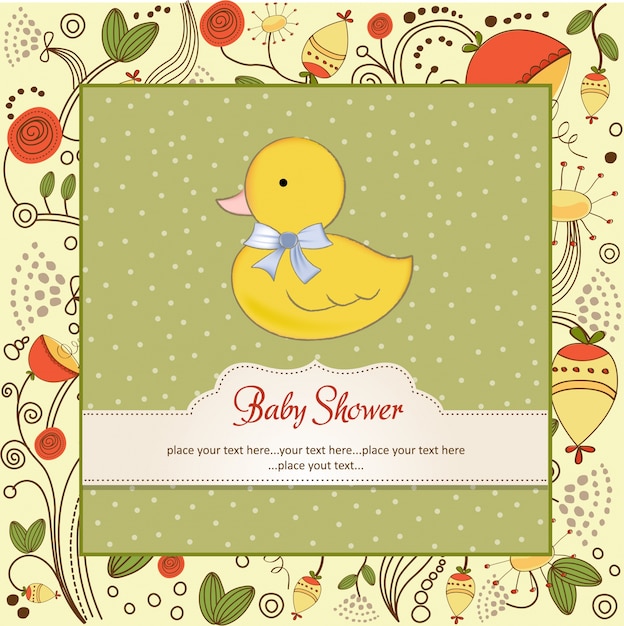 Vector baby shower card with little duc