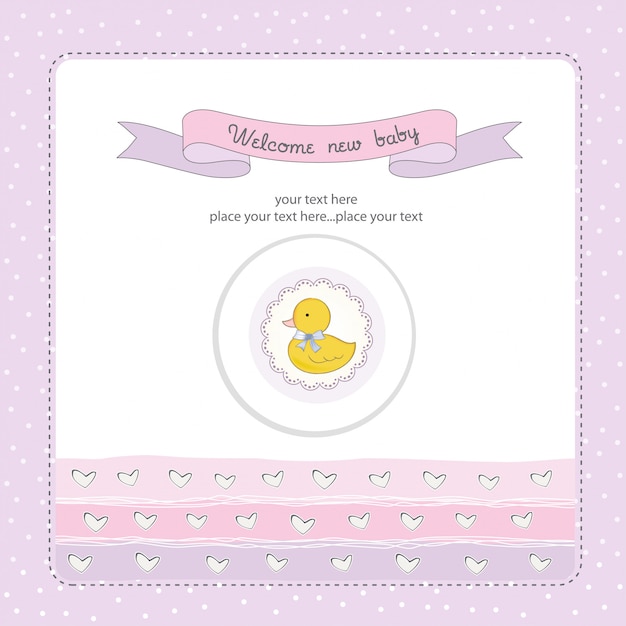 Vector baby shower card with little duc