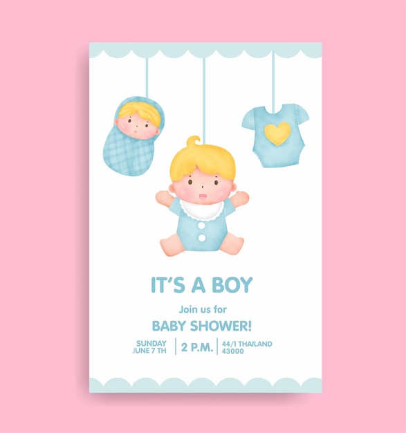 Baby shower card with lovely elements.