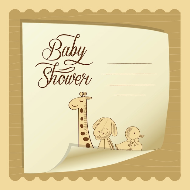 baby shower card with retro toys