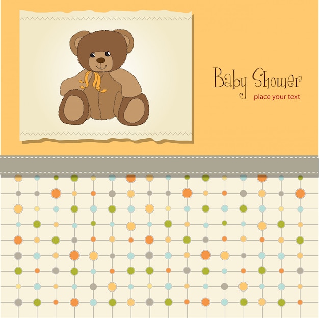 Baby shower card with teddy bear toy