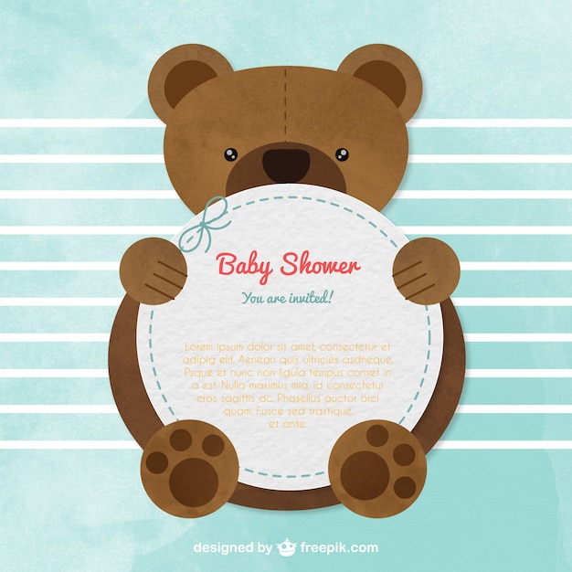 Vector baby shower card with a teddy bear