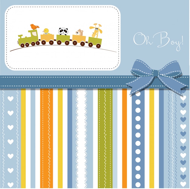 Baby  shower card with toy train