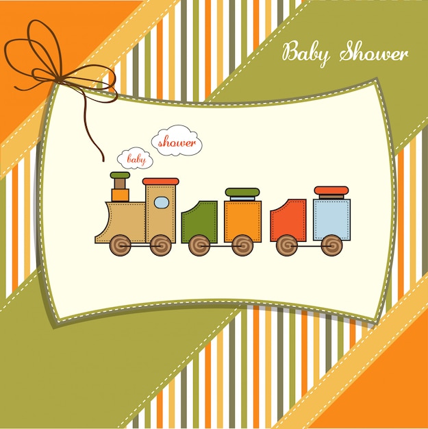 Vector baby  shower card with toy train