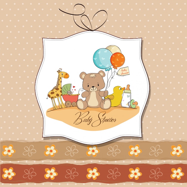 Vector baby shower card with toys